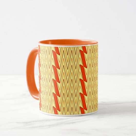 Mug Design jaune clair et chevron rouille (Devant gauche)