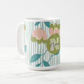 Mug Design monogramme élégant avec bleu motif mignon (Devant gauche)
