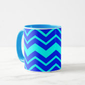 Mug Design Motif Blue Zig Zag Chevron (Devant gauche)