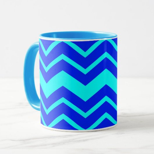 Mug Design Motif Blue Zig Zag Chevron