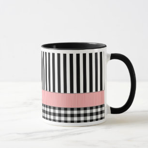 Mug Design Motif noir rayé blanc