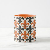 Mug Design Motif Orange noir baroque Fleur-de-lis (Centre)