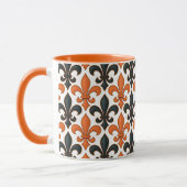 Mug Design Motif Orange noir baroque Fleur-de-lis (Gauche)