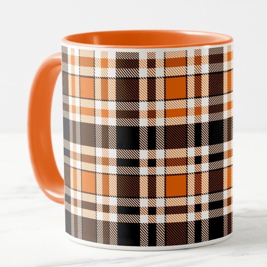 Mug Design Motif orange noir blanc flanelle tatan