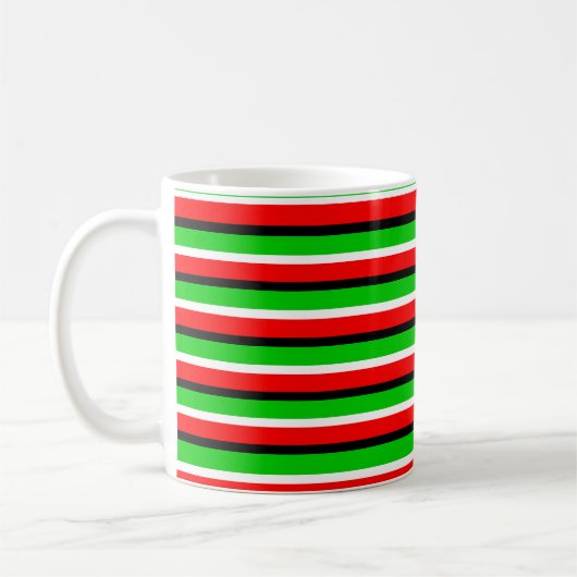 Mug Design Motif Red Green Stripes (Gauche)
