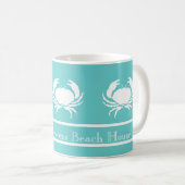 Mug Design nautique avec crabe blanc sur bleu Turquois (Devant droit)