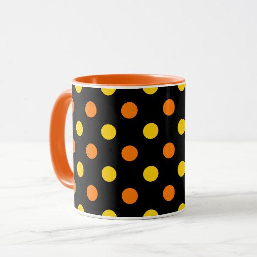 Mug Design Orange Jaune Sur Points noirs (Devant gauche)