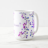 Mug Design original de fleurs et branches violettes (Devant droit)