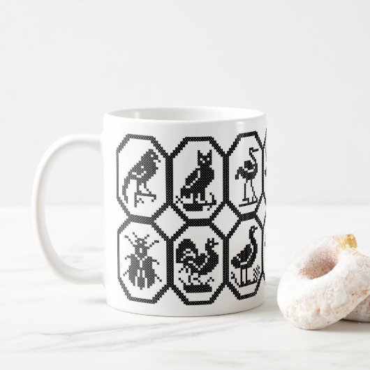 Mug Design original noir sans couture de point de croi (Avec donut)