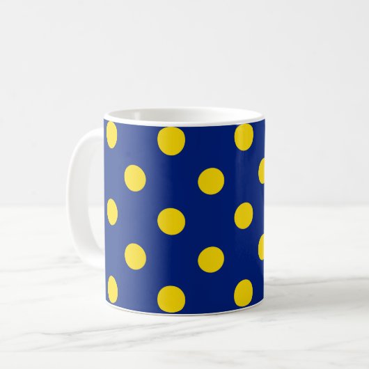Mug Design Pois bleu jaune (Devant gauche)