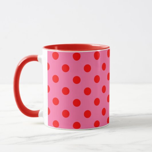 Mug Design Pois rouge sur rose (Gauche)