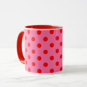 Mug Design Pois rouge sur rose (Devant gauche)
