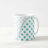 Mug Design Polka Dot moderne Turquoise Blanc (Devant droit)