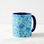 Mug Design rose opulent dans le turquoise (Devant droit)