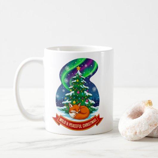 Mug Design sauvage et paisible de renard de Noël (Avec donut)