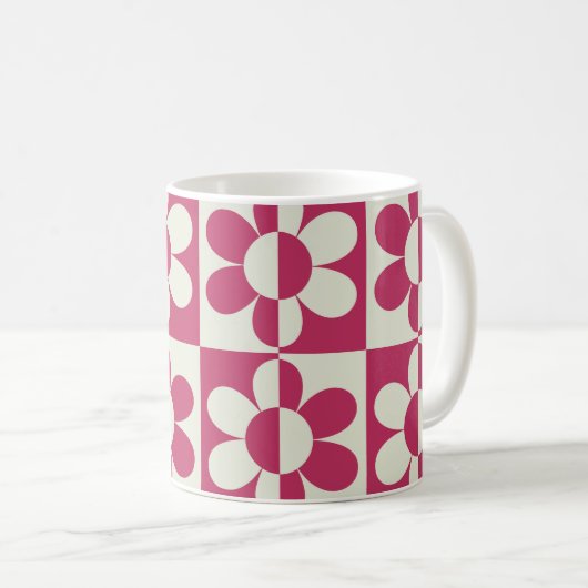 Mug Design super rétro sans couture avec marguerite vi (Devant droit)