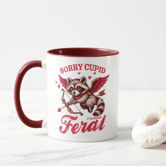 Mug "Désolé Cupidon, j'ai été férié" Raccoon