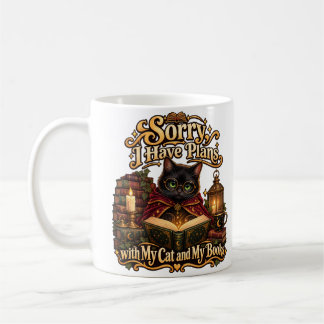 Mug Désolé, j'ai des plans Mugue Chat et Livres Dark A