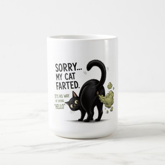 Mug Désolé Mon Chat a Péter Drôle Humour de Chat Noir (Centre)