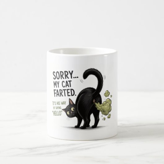 Mug Désolé Mon Chat a Péter Drôle Humour de Chat Noir (Centre)