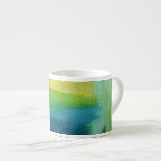 Mug d'Espresso Abstrait bleu, vert, jaune (Devant droit)