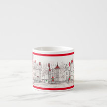 Mug d'Espresso avec village de Noël victorien