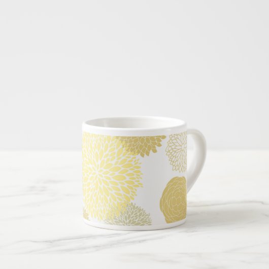 Mug d'Espresso jaune Floral (Devant droit)