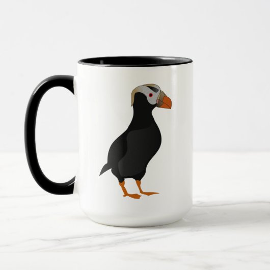 Mug Dessin à carreaux de puffin dressé (Gauche)