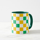 Mug Dessin à carreaux jaune blanc vert (Devant droit)