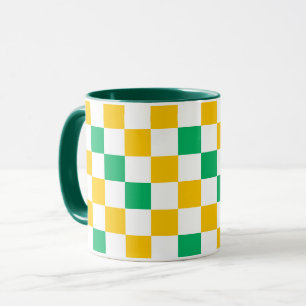 Mug Dessin à carreaux jaune blanc vert