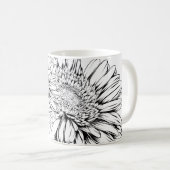 Mug Dessin à la ligne noire de chrysanthème avec votre (Devant droit)