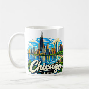 Mug Dessin à la main Chicago Illinois Art de voyage Mo