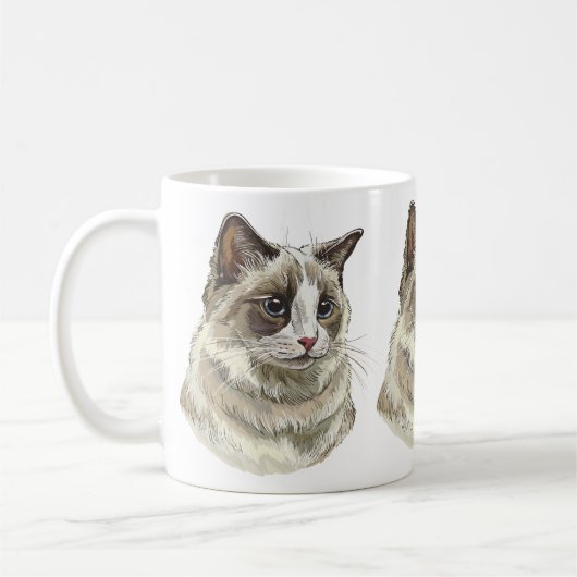 Mug Dessin à la main de chat Ragdoll luffy (Gauche)