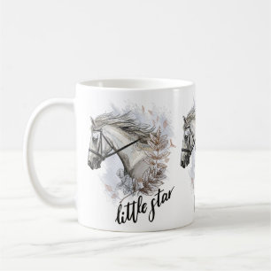 Mug Dessin à la main de cheval avec des plantes