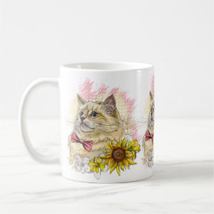 Mug Dessin à la main d'un chat Red Ragdoll drôle avec 