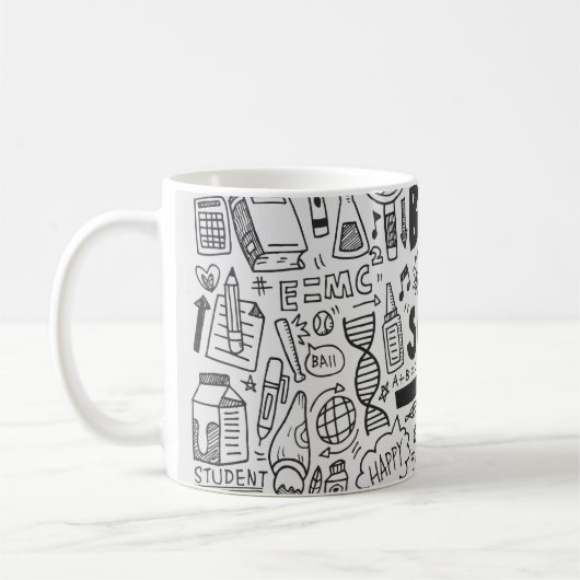 Mug dessin à la main élément école doodé (Gauche)
