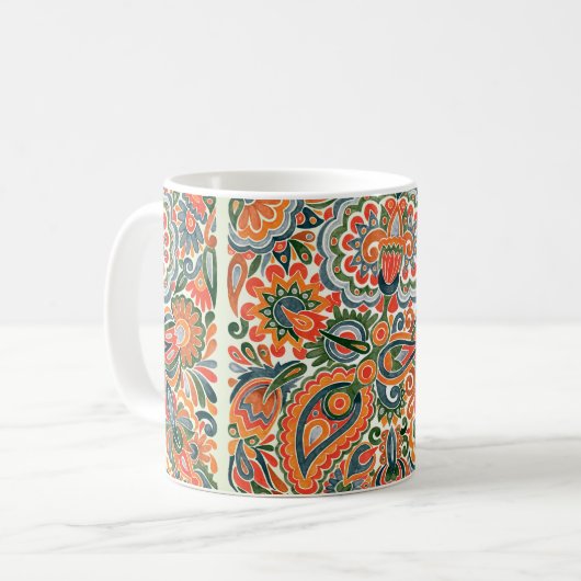 Mug dessin à la main fleur de marqueur conception ethn (Devant gauche)