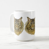Mug Dessin à la main fluffy Maine Coon chat (Devant gauche)