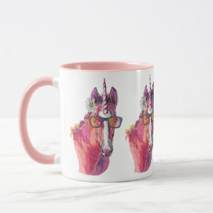 Mug Dessin à la main - Unicorne rose