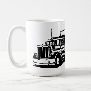 Mug Dessin à l'encre d'art de camion diesel semi-remor