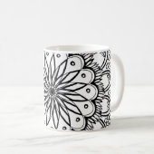 Mug Dessin à main de mandala de fleurs (Devant droit)