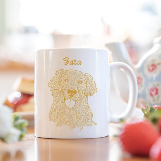 Mug Dessin à main personnalisé pour chien d'or
