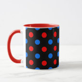Mug Dessin à pois rouges bleus sur fond noir  (Gauche)