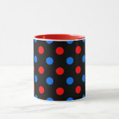 Mug Dessin à pois rouges bleus sur fond noir  (Centre)