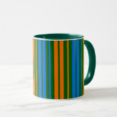 Mug Dessin à rayures verticales vert orange bleu (Devant droit)