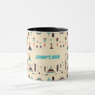 Mug Dessin à teepee d'Amérique native à motif et modif