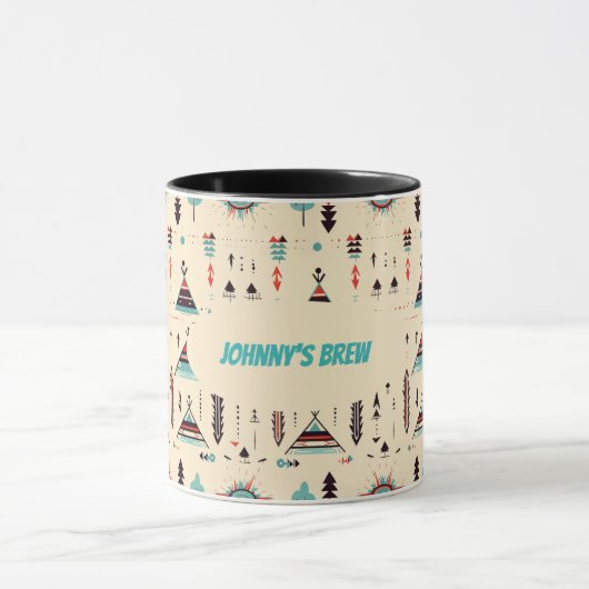 Mug Dessin à teepee d'Amérique native à motif et modif (Centre)