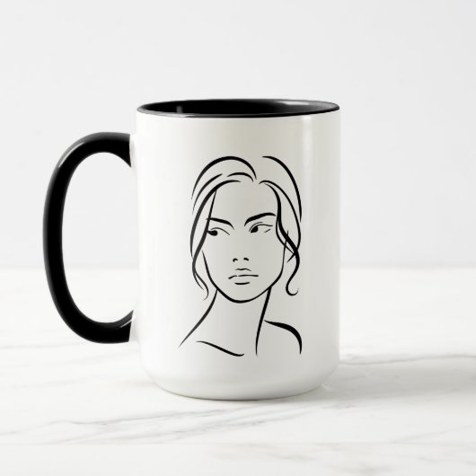 Mug Dessin à visage féminin d'une ligne 4 (Gauche)