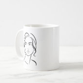 Mug Dessin à visage féminin d'une ligne 4 (Devant gauche)