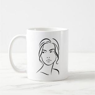 Mug Dessin à visage féminin d'une ligne 4